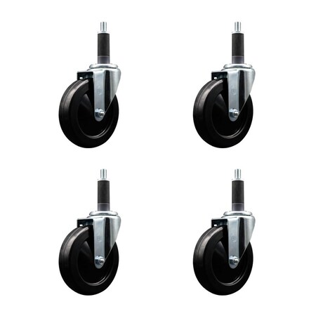 Service Caster 5'' Hard Rubber Wheel Swivel 1'' Expanding Stem Caster, 4PK SCC-EX20S514-HRS-1-4